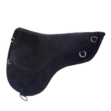 Imagem de Almofada de sela bareback – Western- Parte superior de camurça antiderrapante e fundo de feltro de lã - Almofada de sela de cavalo contornada com alívio de murcha - Costura durável - Anéis D de aço