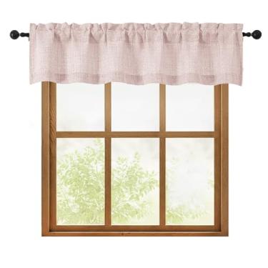 Imagem de OWENIE 1 peça de sanefa rosa blush para janelas, cortina pequena com filtro de luz texturizada para casa de banho, porão e sala de estar, meia cortina para janelas, 152 x 30 cm C