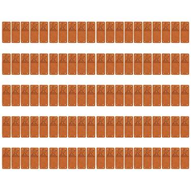 Imagem de CUOFYUNL 100 unidades de etiquetas feitas à mão em microfibra durável e transparente, etiqueta suave e conveniente em relevo (Chocolate)