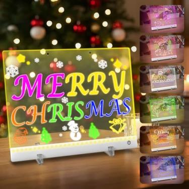 Imagem de Prancheta de desenho de LED recarregável com 4 modos, quadro de notas de LED de 7 cores, quadro de acrílico apagável a seco com luz, como luz noturna para quarto/loja/escritório, presente ideal para