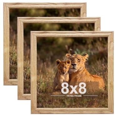 Imagem de TKYGU Conjunto de 3 porta-retratos 20 x 20,3 cm, moldura de madeira de 20 x 20,3 cm, moldura quadrada para pendurar na parede ou na mesa, montagem horizontal ou vertical, o melhor presente
