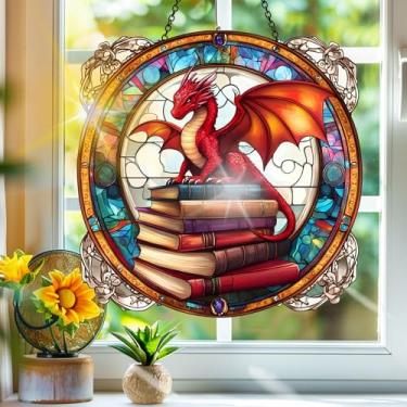 Imagem de Apanhador de sol de acrílico colorido, apanhadores de sol, dragão livro, decoração de janela, arte de parede de criador de arco-íris, para quarto, varanda, interior, exterior, jardim, enfeites de