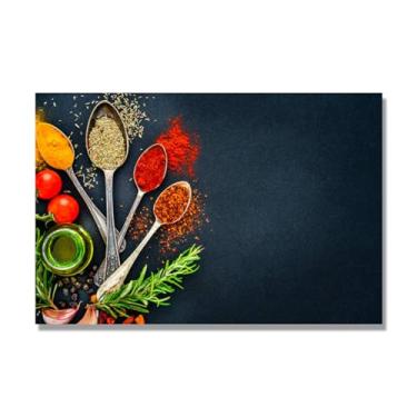 Imagem de NHLDZYH Tela decorativa cozinha, arte vintage especiarias coloridas, arte de parede quadros para sala de estar quarto cozinha. C15. 80 x 120 cm. Apenas tela