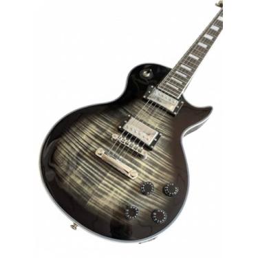 Imagem de Electric Guitar Translucent Black Gradient - Solid Mahogany Body Flame Maple Top & Dual Humbuckers