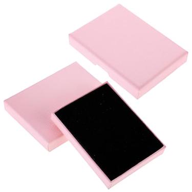 Imagem de Pacote com 2 caixas de presente de joias, caixas de papelão, 9 x 6 x 0,59 cm, pequenas caixas de presente para pulseiras, brincos, colares, joias de presente (rosa)