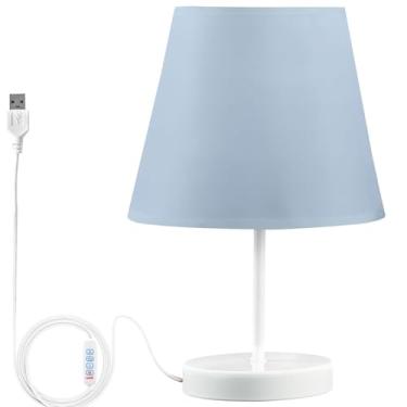Imagem de TSENQUE Candeeiro de mesa de cabeceira gradiente de luz azul ombré personalizado lâmpadas de LED para bancadas noturnas, lâmpadas decorativas recarregáveis por USB para quarto de crianças