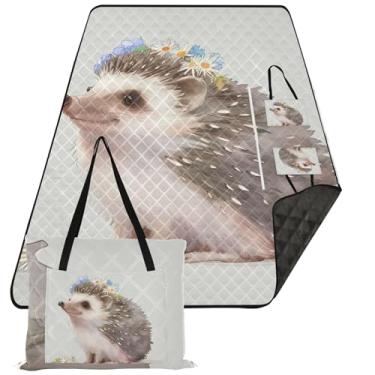 Imagem de TSENQUE Lindo ouriço fofo cobertor de praia impermeável à prova de areia tapete de brincar ao ar livre para grama cobertor de piquenique dobrável extragrande fofo 299 cm x 203 cm