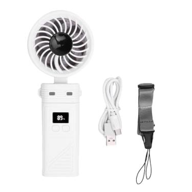 Imagem de Ventilador portátil Ventilador portátil dobrável recarregável com display digital de 6 velocidades de Ventilador de pescoço com cordão de cabeça removível para viagens internas e (Branca)