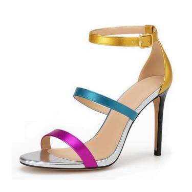 Imagem de Pradize Sandálias multicoloridas com salto agulha, Iridescente, 38