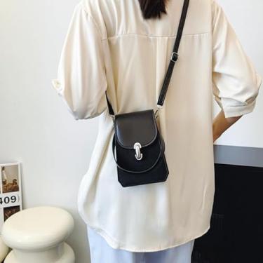 Imagem de Bolsa de ombro quadrada, bolsa transversal simples com alça superior, bolsa feminina casual, Preto, Medium