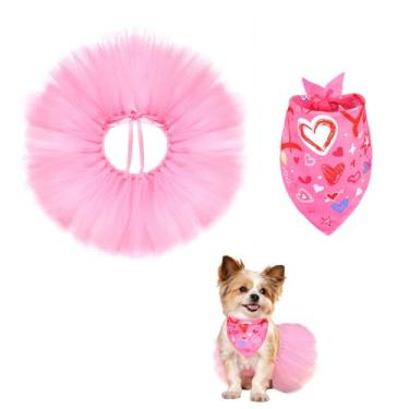 Imagem de Conjunto de 2 peças tutu rosa para cães com cachecol - saia perfeita para cães e bandanas para ocasiões especiais
