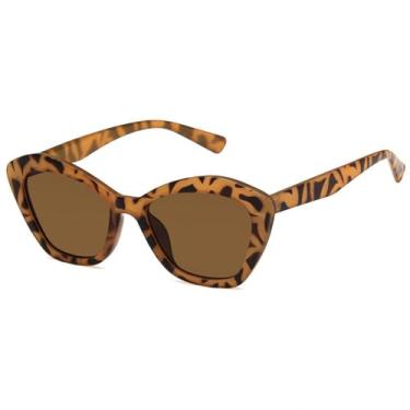 Imagem de Óculos de Sol Pequenos Estilo Olho de Gato Unissex Rosa Punk com Proteção UV400 para Esportes ao Ar Livre, Corrida e Ciclismo, Estampa de Leopardo Marrom