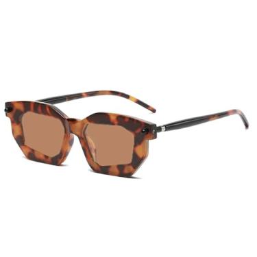 Imagem de Óculos de Sol UV400 - Lentes Transparentes Bicolores, Armação Punk com Rebites para Homens e Mulheres, Esportes ao Ar Livre, Corrida e Ciclismo, Estampa de Leopardo