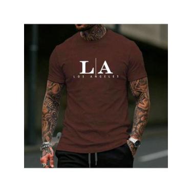 Imagem de Camiseta Básica Algodão Premium Camisa Estampada Los Angeles LA lançam