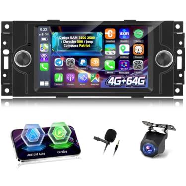 Imagem de Rádio de carro 4G + 64G para Dodge RAM 1500 2500 2006-2008 Chrysler 300 Jeep Compass Patriot, Volxcereo 15.7 cm Android Touchscreen Stereo com Carplay/Android Auto, GPS/WiFi/Bluetooth/SWC/FM/RDS