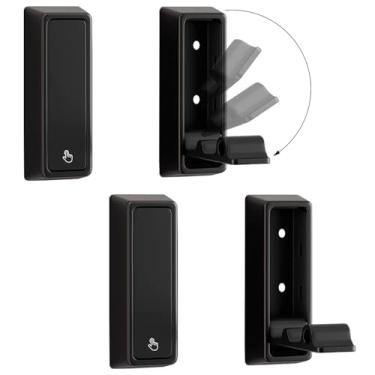 Imagem de Sqsyqz 4 ganchos de parede dobráveis, ganchos dobráveis para toalhas de banheiro, ganchos para pendurar casacos, toalhas, chapéus, bolsas, chaves, (preto)