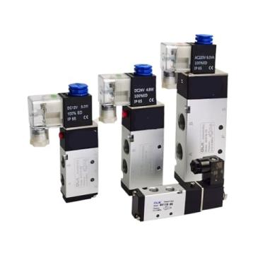 Imagem de 4V210-08 4v110-06 Válvula pneumática de ar de 5 vias 5/2 eletromagnética DC12V DC24V Controladora de válvulas solenoides AC110V AC220V 4V310-10(4V410-15, AC220V)