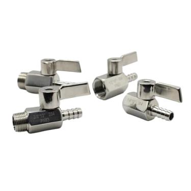 Imagem de Mini válvula esférica cabo de aço inoxidável 1/8 1/4 3/8 1/2 a 7 mm 10 mm 8 mm 12 mm adaptador pagode tubo fêmea macho 304 válvula de esfera de 2 vias (20 MM_1I4 POLEGADAS)