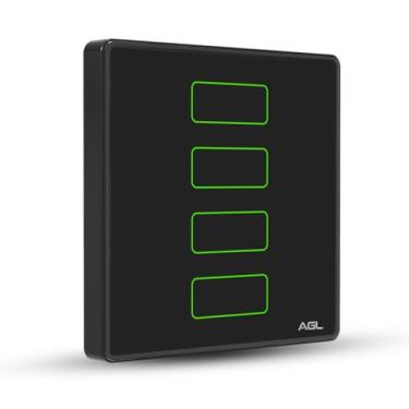 Imagem de Interruptor Inteligente 433MHz Touch 4 Teclas Preto AGL – Controle por App e Assistentes de Voz