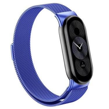 Imagem de SRDRK Pulseira milanesa para xiaomi mi band 8, pulseira de aço inoxidável para xiaomi band 9, acessórios para miband 8, pulseira de metal(Blue,For Miband 9)