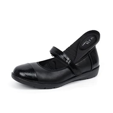 Imagem de VJH confort Mary Jane Sapatilhas femininas confortáveis bico redondo suporte arco sapatos de caminhada, Preto 1, 39