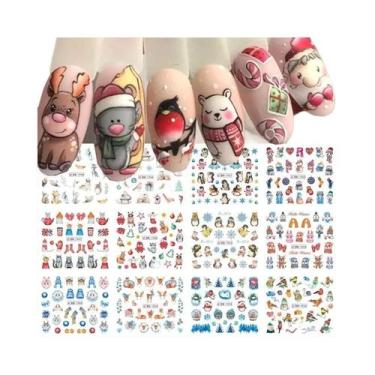 Imagem de Adesivos de Unhas de Pinguim - 12 Unidades com Design de Inverno e Flo