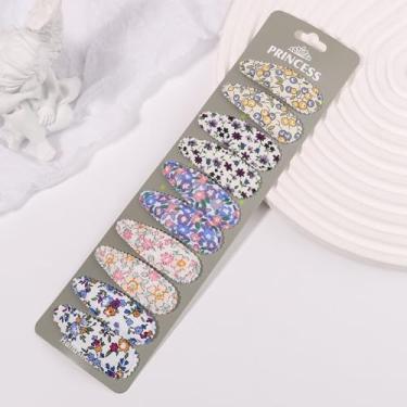 Imagem de 10 peças de grampos de cabelo para bebês meninas 5,5 cm estampa floral infantil infantil antiderrapante pequenos grampos de cabelo acessórios de presilhas de flores para bebês Gilrs (10 peças-H)