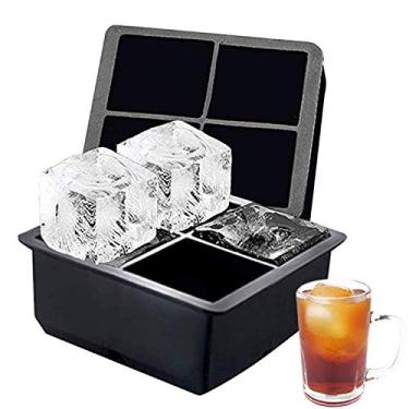 Imagem de Formas de Cubos Gelo com 4 Grade Tampa Removível Antiderramamento Moldes Silicone Empilháveis Flexíveis Fácil Liberação para Bebidas Geladas DIY em Ca