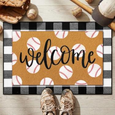 Imagem de Tinideya 2 peças de tapete de porta de beisebol, bem-vindo, antiderrapante, capachos de coco, para decoração de entrada de varanda