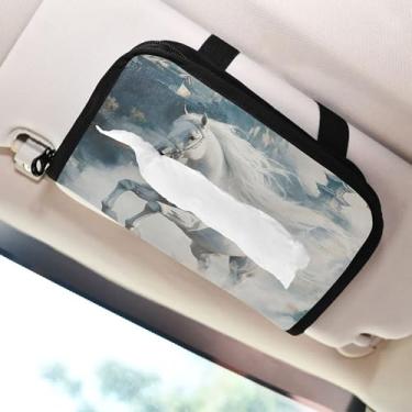 Imagem de SEHANY Suporte de lenços de carro Majestic Horse, caixa de lenços para carro, viseira solar, porta-guardanapos retangular, dispensador de máscara de carro, caixa de lenços de papel para automóveis