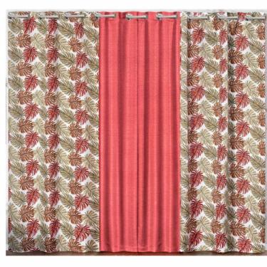 Imagem de Cortina Floreal 3 Metros Sala Quarto para Varão - Vermelho - Casa Show