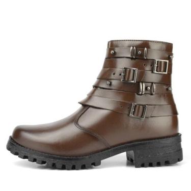 Imagem de Bota Feminina Coturno Tratorado Tabaco Couro DIfranca - 9028, 33