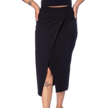 Imagem de Saia Feminina Habana Canelada Midi Preto-Feminino