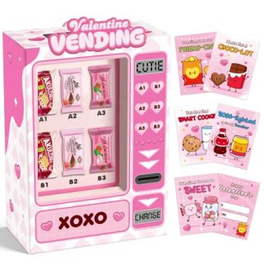 Imagem de TooyBing Caixas de dia dos namorados para sala de aula infantil, pacote com 33 cartões de dia dos namorados para escola com caixa de máquina de venda automática, linda caixa de correio para troca de