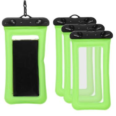 Imagem de PATIKIL Bolsa de telefone à prova d'água flutuante sem pia bolsa seca universal para celular à prova d'água para caiaque, praia, natação, caminhada, verde