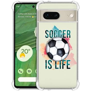 Imagem de GlamCase Capa para Google Pixel 7, capa transparente para Pixel 7 5G - Soccerball is Life estampada, ajuste fino, flexível, transparente, à prova de choque, capa traseira/capa para Google Pixel 7