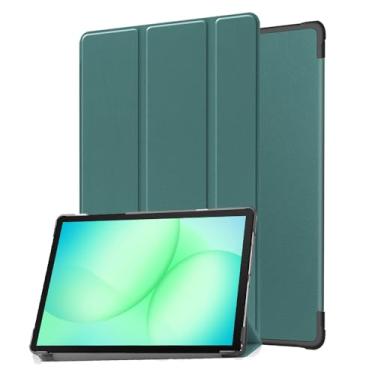 Imagem de SFFINE Capa para Samsung Galaxy Tab A11 Plus 2025/A9 Plus 2023 de 11 polegadas, capa protetora de três dobras para tablet Galaxy Tab A11+/A9+, despertar/hibernar automaticamente (verde escuro)
