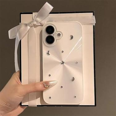 Imagem de HTVJFX Capa protetora de lente com glitter para iPhone 14ProMax, capa macia à prova de choque, capa Aurora Shell (para iPhone 14ProMax/Branco)