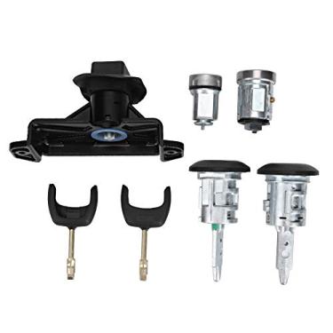 Imagem de Fechadura de porta, cilindro de fechadura de acessórios de carro, conjunto completo de fechadura de porta de 7 unidades com chaves adequadas para Transit MK7 2006-2011 4874508 Interruptores de fechadu