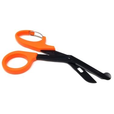 Imagem de Tesouras de trauma com mosquetão de aço inoxidável, tesouras paramédicas de 19 cm para uso em enfermagem, uso veterinário, suprimentos de primeiros socorros - vem em alças de cores diferentes (laranja