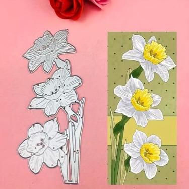 Imagem de Lapoo Matriz de corte de flores para scrapbooking – durável, estêncil cortado para álbum de fotos faça você mesmo, cartão de papel decorativo, suprimentos para fazer cartões de metal (calêndula 12,7 x