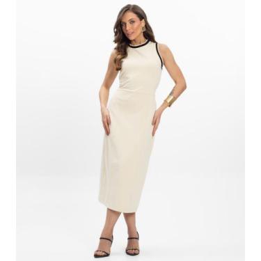 Imagem de Vestido Midi Piquet Verona Feminino Endless Bege, P, Bege