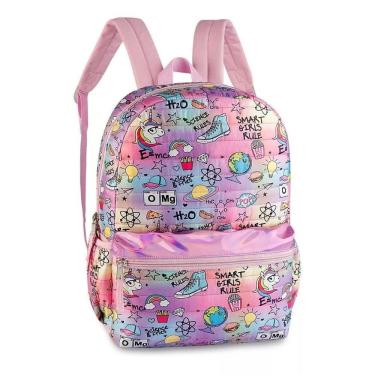 Imagem de Mochila Unicórnio Holográfica De Costas Com Pompom