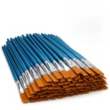 Imagem de JEAWIWI Conjunto de 45 pincéis de tinta acrílica, pincéis planos para artistas de 30 mm, pincéis de pintura facial em aquarela a óleo para rock, arte facial, tela, corpo, azul