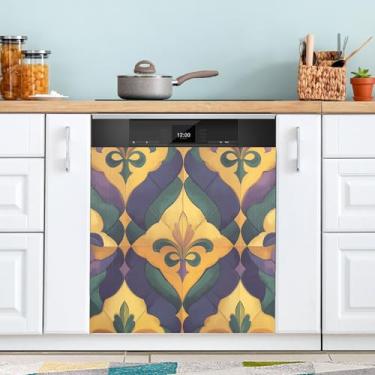 Imagem de ATTX Capa magnética para lava-louças Mardi Gras | Adesivo decorativo de eletrodomésticos de 58 x 66 cm para armários domésticos e eletrodomésticos (101)