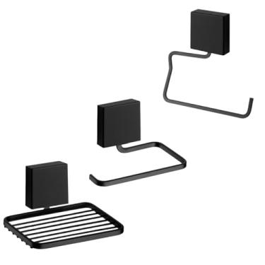 Imagem de Kit de Banheiro Fixare 3 Peças, Preto Fosco, Acessórios para Banheiro