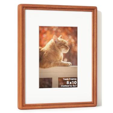 Imagem de RICHFOCUS Moldura de 20 x 25 cm, moldura de madeira de teca maciça natural com vidro temperado, moldura de madeira arredondada feita à mão com canto arredondado, 20 x 25 cm, fosca para 12 x 17 cm