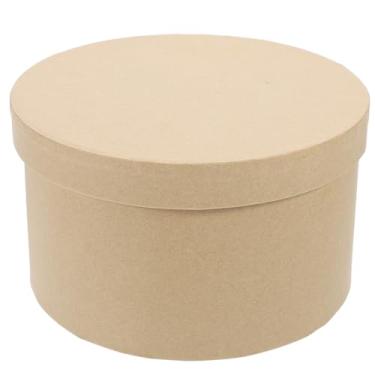 Imagem de POPETPOP Caixa de padaria Kraft redonda: Caixas de papel Kraft com tampa para biscoitos, doces, assados, artesanato DIY, acessórios de economia, 16,5 x 15,4 x 1,85 cm