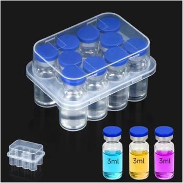 Imagem de Leng Ke Estojo de peptídeo com 10 compartimentos para geladeira, estojo de armazenamento de frasco de 3 ml para geladeira, caixa transparente para frascos de vidro de 1-3 ml, suporte seguro de frasco