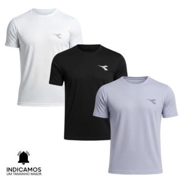 Imagem de Kit 3 Camisetas Diadora Small Logo Masculina - Branco e Preto M, Branc